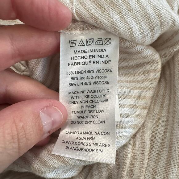 NWT Michael Michael Kors Linen Blend Striped Pull On Pants Women's Size Large - Picture 3 of 8